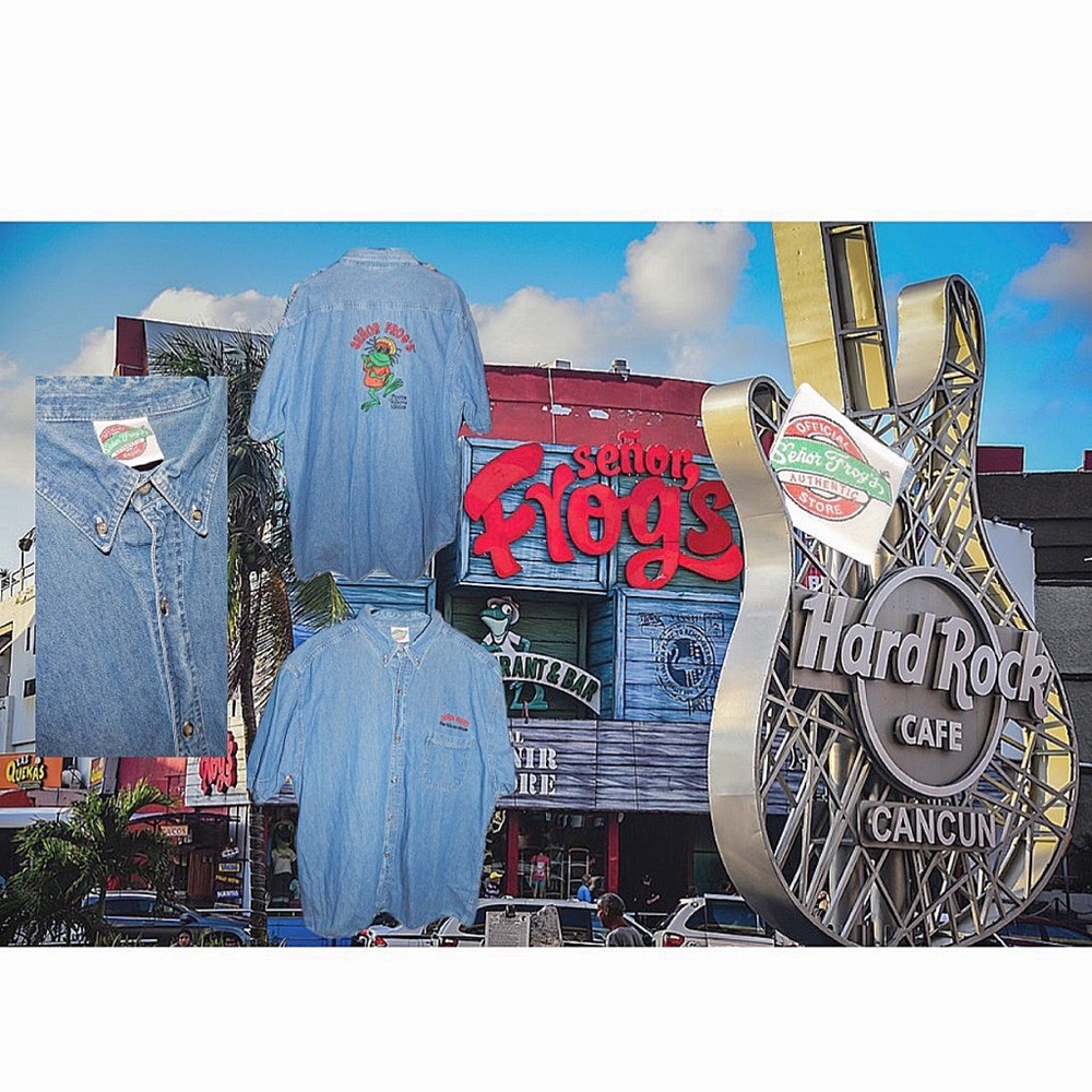 Puerto Vallarta Señor Frogs Denim Botton Up | 🐸🏝